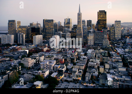 Financial District gesehen vom Coit Tower, San Francisco, Kalifornien, USA Stockfoto