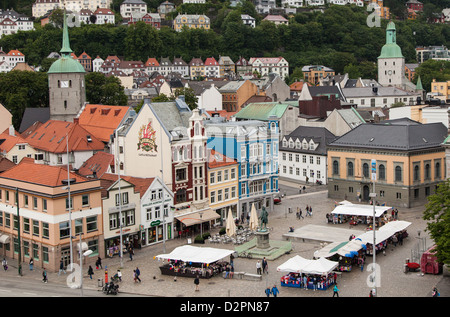 Blick auf die Stadt von Bergen Norwegen.  Gegründet im Jahre 1070, ist Bergen an der Westküste von Norwegen. Stockfoto