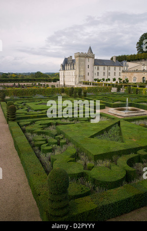 Gärten, Chateau de Villandry, UNESCO-Weltkulturerbe, Indre-et-Loire, Touraine, Loiretal, Frankreich Stockfoto