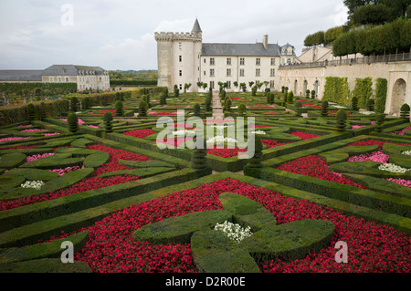 Gärten, Chateau de Villandry, UNESCO-Weltkulturerbe, Indre-et-Loire, Touraine, Loiretal, Frankreich Stockfoto