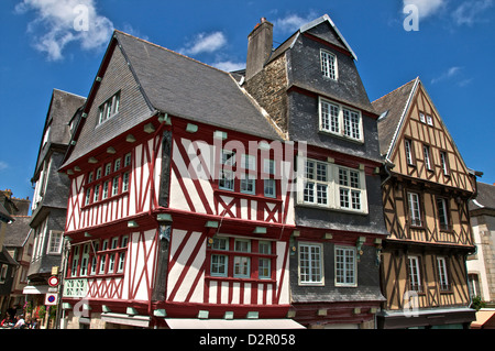 Mittelalterliche halb gezimmerten Häuser, altes Stadt, Morlaix, Finistère, Bretagne, Frankreich, Europa Stockfoto