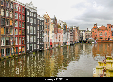 Grachtenhäuser in Amsterdam Stockfoto