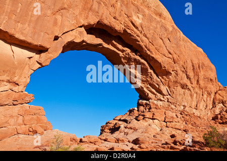 Norden Fensterbogen, Arches-Nationalpark in der Nähe von Moab, Utah, Vereinigte Staaten von Amerika, Nordamerika Stockfoto