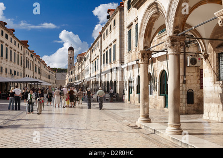 Dubrovnik - Stradun Street (die Hauptstraße der Altstadt von Dubrovnik), Kroatien Stockfoto