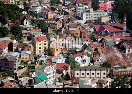 Blick von der oberen Stadt, Antananarivo, Antananarivo, Madagaskar, Afrika Stockfoto
