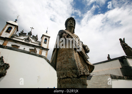 Die Statue des Propheten Jeremia von Aleijadinho in der Basilika Bom Jesus de Matosinhos, Congonhas, Minas Gerais, Brasilien Stockfoto