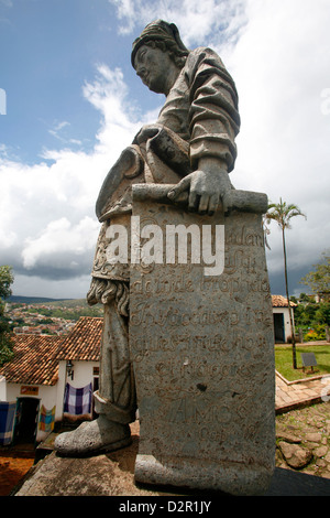 Die Statue des Propheten Jeremia von Aleijadinho in der Basilika Bom Jesus de Matosinhos, Congonhas, Minas Gerais, Brasilien Stockfoto