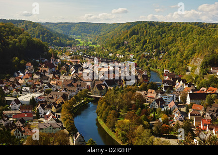 Blick auf Sulz bin Neckar, Neckartal, Schwarzwald-Baar, Baden-Württemberg, Deutschland, Europa Stockfoto