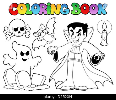 Coloring Book Halloween Thema 5 - Bild-Darstellung. Stockfoto