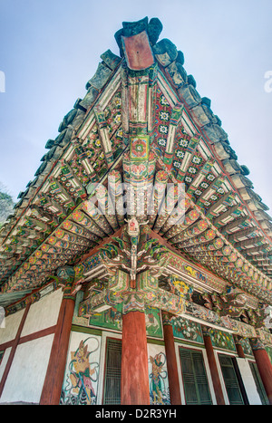 Detail, Pohyon buddhistische Tempel (Pohyon-sa), Myohyangsan, North Korea Pavillon Stockfoto