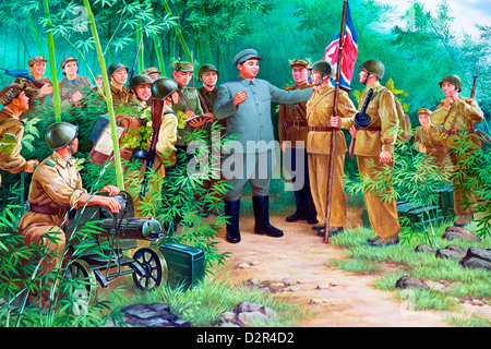 Wandbild von sung, Victorious Vaterland Befreiungkriegsmuseum, Pyongyang, Nordkorea Stockfoto