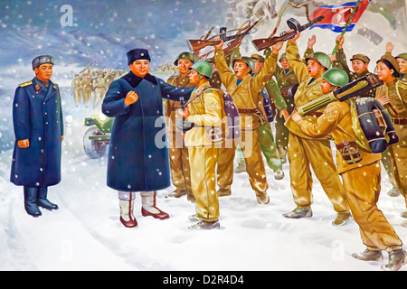 Wandbild von sung, Victorious Vaterland Befreiungkriegsmuseum, Pyongyang, Nordkorea Stockfoto