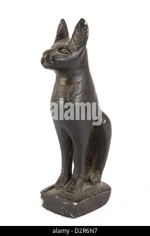 Ägyptische Katze Statue über weiß Stockfoto