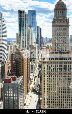 Erhöhte Ansicht von South Wabash Avenue, The Loop, Chicago, Illinois, Vereinigte Staaten von Amerika, Nordamerika Stockfoto