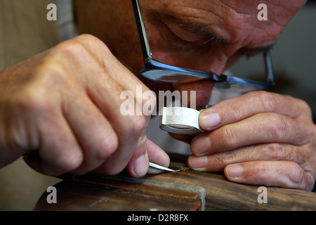 Italienische Handwerkskunst, Gravuren, Pistole, Beretta Schrotflinten, museum Stockfoto