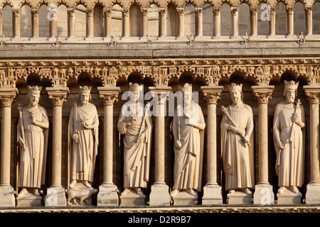 Kings' Gallery, Westfassade, die Kathedrale Notre Dame, Paris, Frankreich, Europa Stockfoto