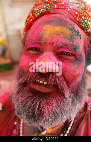 Holi-Fest in Goverdan, Uttar Pradesh, Indien, Asien Stockfoto