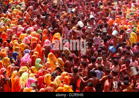 Holi-Fest in Dauji Tempel, Dauji, Uttar Pradesh, Indien, Asien Stockfoto