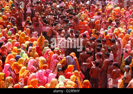 Holi-Fest in Dauji Tempel, Dauji, Uttar Pradesh, Indien, Asien Stockfoto