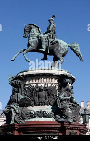 Nicholas ich Denkmal in St. Isaak Platz, St. Petersburg, Russland, Europa Stockfoto