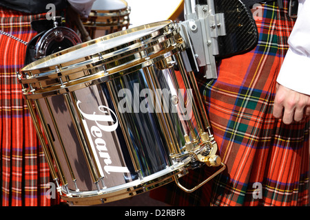 Ein Drummer aus der Strathclyde Police Pipe Band bei Piping Live Event, Glasgow, Schottland, UK Stockfoto