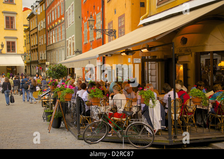 Stortorget Platz Cafés, Gamla Stan, Stockholm, Schweden, Europa Stockfoto