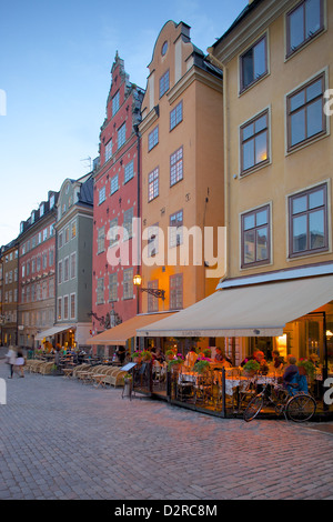 Stortorget Platz Cafés in der Abenddämmerung, Gamla Stan, Stockholm, Schweden, Europa Stockfoto