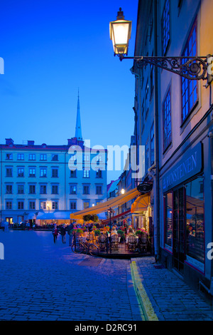 Stortorget Platz Cafés in der Abenddämmerung, Gamla Stan, Stockholm, Schweden, Europa Stockfoto