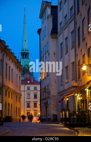 Stortorget Platz Cafés in der Abenddämmerung, Gamla Stan, Stockholm, Schweden, Europa Stockfoto