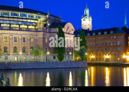 Riksdagshuset bei Nacht, Stockholm, Schweden, Europa Stockfoto