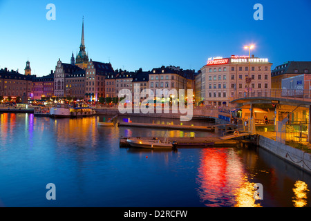 Gamla Stan bei Dämmerung, Riddarholmen, Stockholm, Schweden, Europa Stockfoto