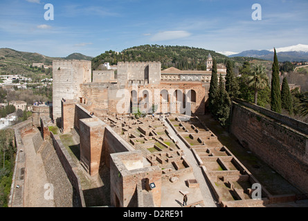 Eine erhöhten Blick vom Torre De La Vela der alten Alcazaba in der Alhambra in Granada, Andalusien, Spanien Stockfoto