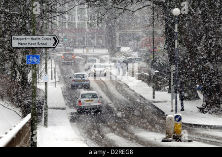 Schneeverhältnissen in London Vororten Stockfoto