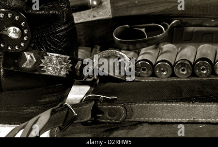 Western Cowboy-Still-Leben auf dem Schreibtisch Stockfoto