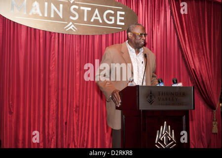 LINCOLN, CA - 30 Januar: Staub Baker spricht bei der Sacramento Sports Hall Of Fame-Pressekonferenz im Thunder Valley Casino Resort in Lincoln, Kalifornien am 30. Januar 2013 statt Stockfoto