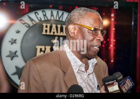 LINCOLN, CA - 30 Januar: Dusty Baker Gespräche mit Journalisten bei der Pressekonferenz von Sacramento Sports Hall Of Fame im Thunder Valley Casino Resort in Lincoln, Kalifornien am 30. Januar 2013 statt Stockfoto