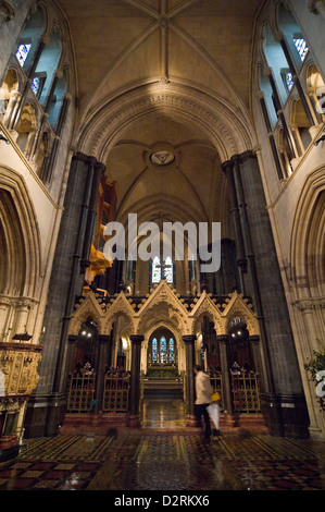 Vertikale Innenansicht der Christ Church Cathedral in Dublin. Stockfoto