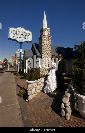 USA, Nevada, Las Vegas, Braut und Bräutigam, Hochzeitskapelle Stockfoto
