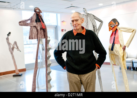 01.03.12 - stellt der Bildhauer William King man seiner Skulpturen auf dem Display in Riverhead, NY Stockfoto