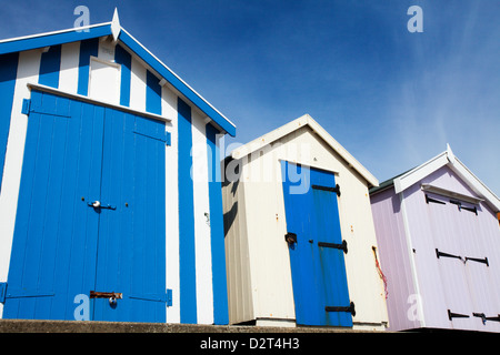 Strandhütten in Felixstowe, Suffolk, England, Vereinigtes Königreich, Europa Stockfoto