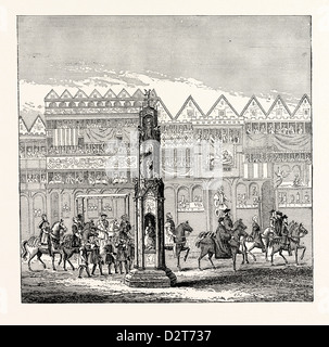 CHEAPSIDE Kreuz AS es erschienen IN 1547 zeigt Teil der Prozession von Edward VI. zu seiner Krönung Stockfoto