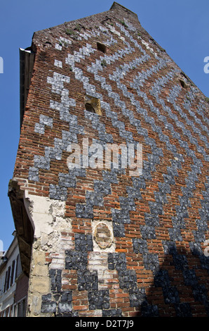 Flint und Ziegel Schachbrett Muster St Valery Sur Somme Stockfoto