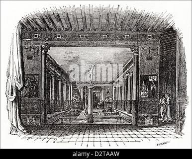 Typisches Zimmer der Villa Romana-Restaurierung von Pompeji viktorianischen Holzschnitt, Kupferstich ca. 1845 Stockfoto