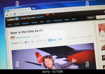 LinkedIn.com Blog Content-Website screenshot Stockfoto
