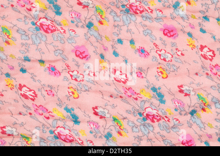 Hochauflösende Textur aus rosa Stoff mit Blumenmuster Stockfoto