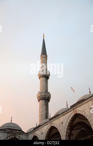 Istanbul, Türkei, das Minarett der Sultan Ahmed Mosque, genannt auch die blaue Moschee Stockfoto