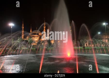 Istanbul, Türkei, Sultan Ahmed Mosque, genannt auch die blaue Moschee in der Nacht Stockfoto