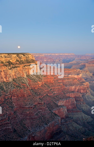Mond und Grand Canyon von Yaki Point, Grand Canyon National Park, Arizona USA Stockfoto