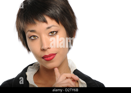 Porträt der schönen asiatisch-amerikanische Geschäftsfrau isoliert auf weißem Hintergrund Stockfoto