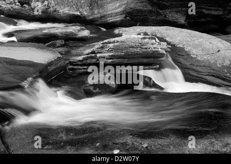 NORTH CAROLINA - Linville Fluss am unteren Rand Spence Höhenweg in Linville Gorge Wilderness - Pisgah National Forest. Stockfoto